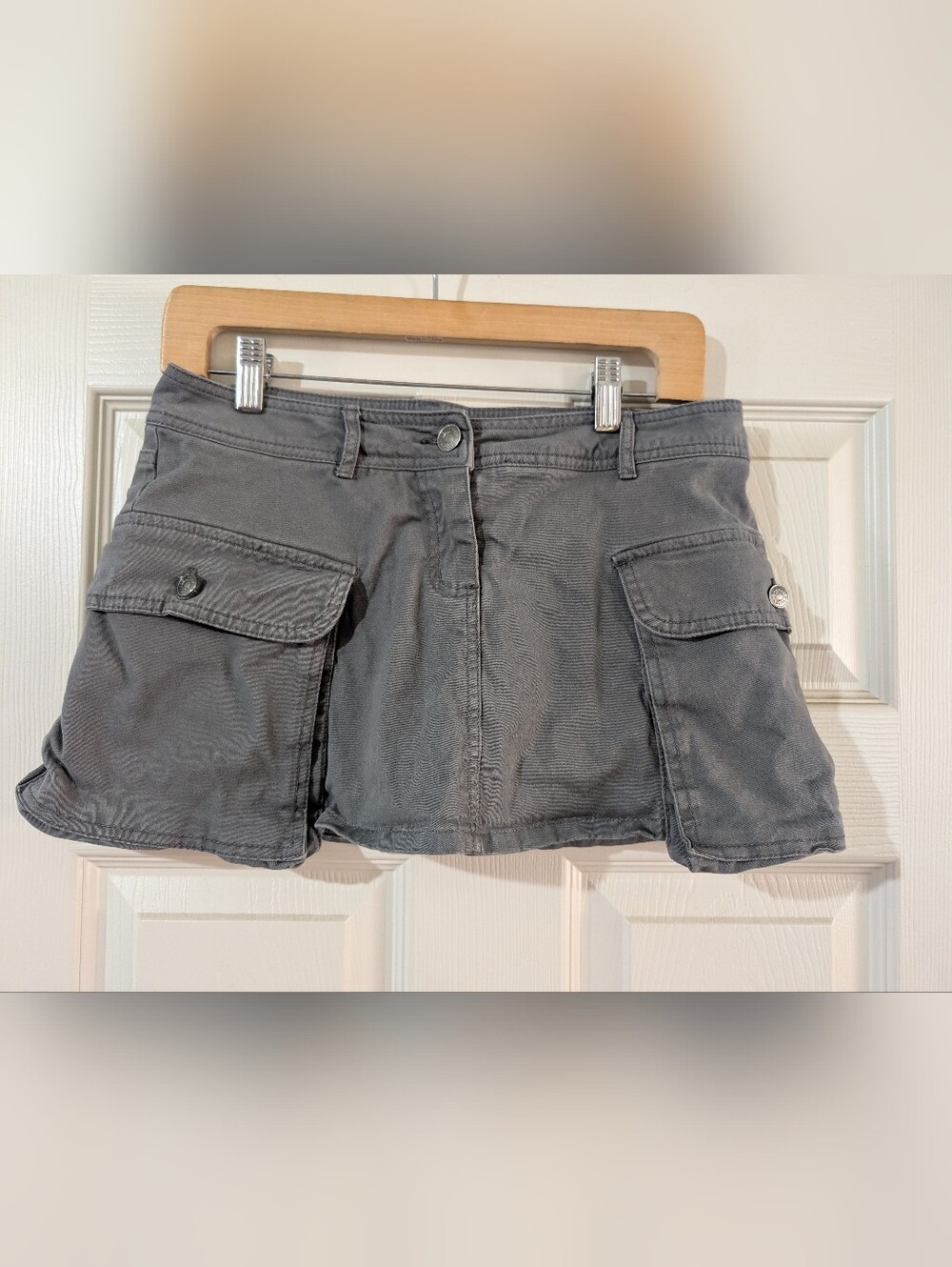 Gray Cargo Mini Skirt - Skort